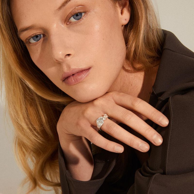 Pilgrim Tina Recycled Organic Shape Crystal Ring image number 2